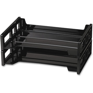 Officemate Side Load Letter Tray - 2.8" Height x 13.2" Width x 9" DepthDesktop - Stackable, Durable - Black - Plastic - 2 / Pack - 