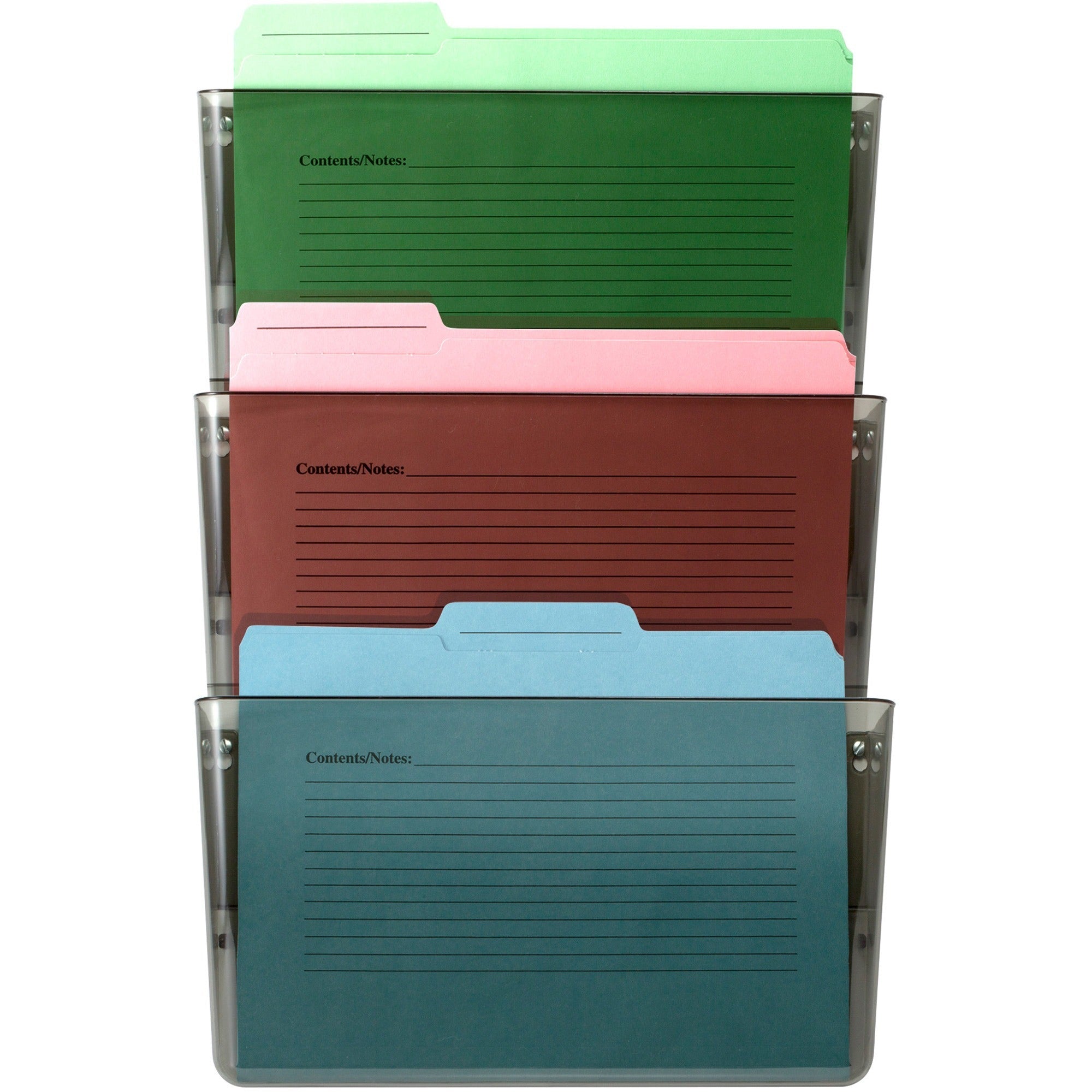 Officemate Mountable Wall File - 14.5" Height x 13" Width x 4.1" Depth - Smoke - Plastic - 3 / Box - 1