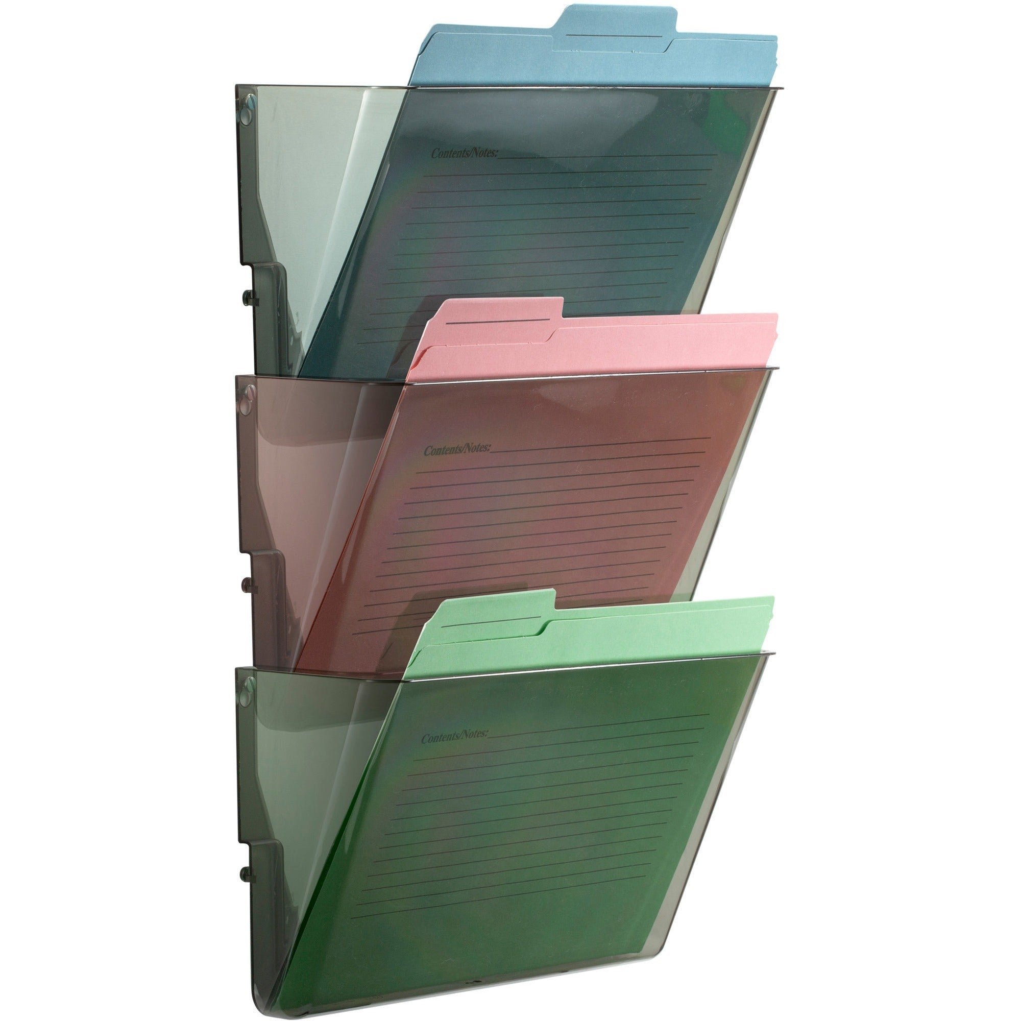 Officemate Mountable Wall File - 14.5" Height x 13" Width x 4.1" Depth - Smoke - Plastic - 3 / Box - 2