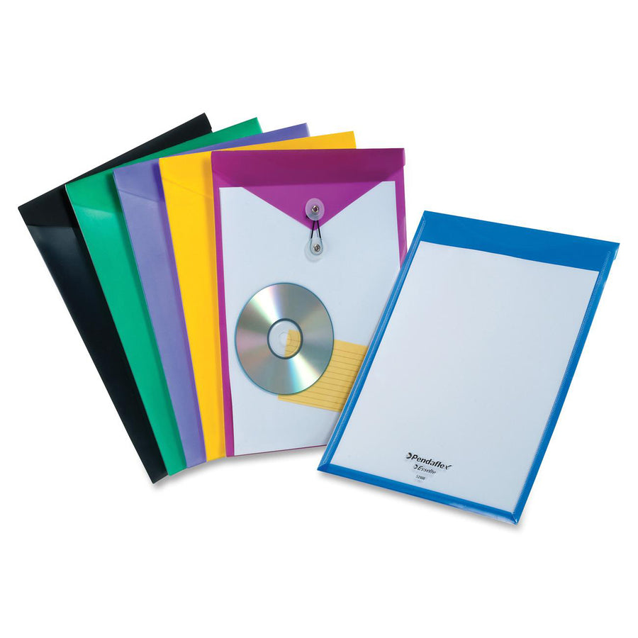 Pendaflex ViewFront Letter Vinyl File Pocket - 8 1/2" x 11" - Poly - Blue, Black, Yellow, Purple, Green, Magenta - 1 Each - 