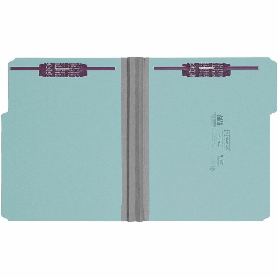 Colored Pressboard Fastener Folders with SafeSHIELD Coated Fasteners, 2" Expansion, 2 Fasteners, Letter Size, Blue, 25/Box