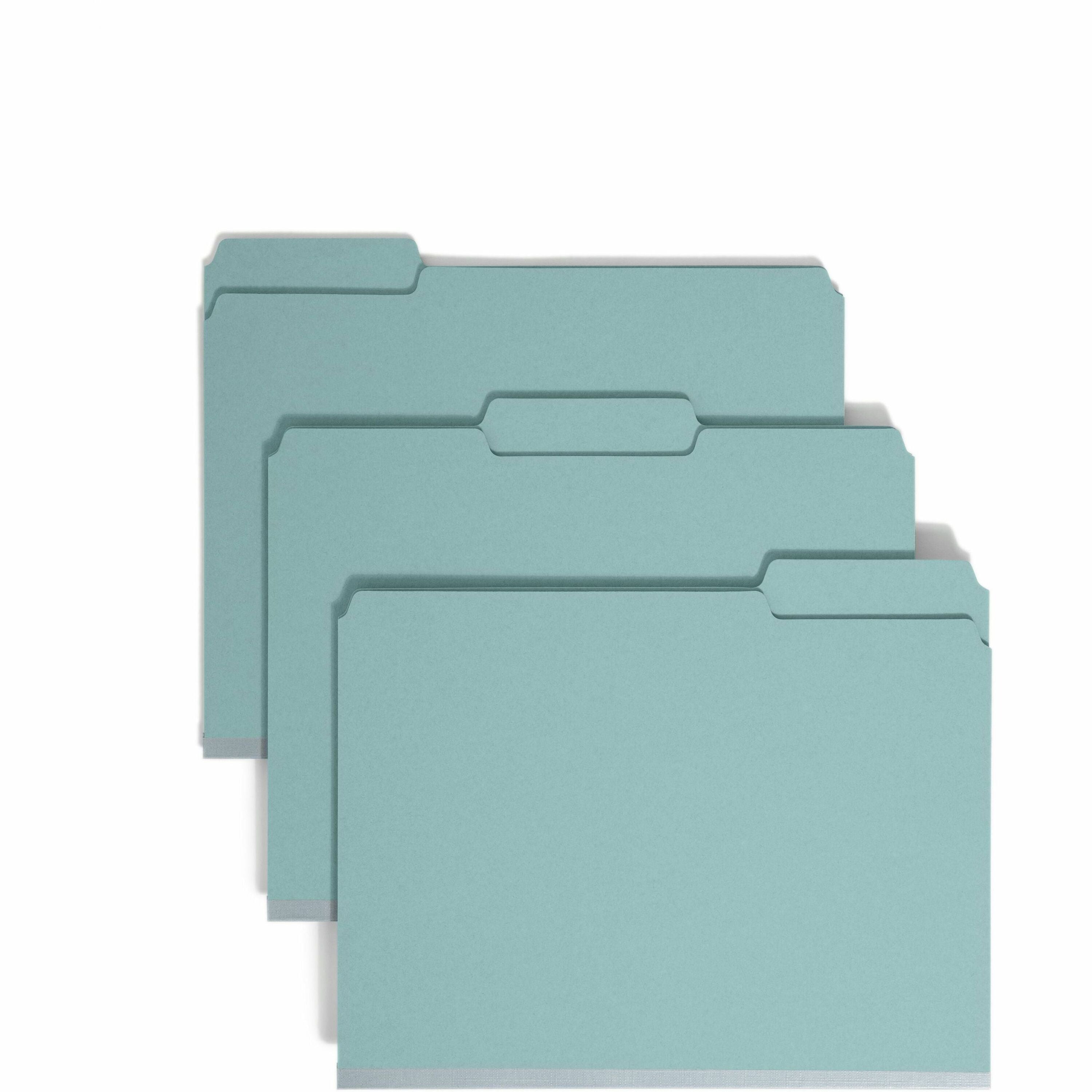 Colored Pressboard Fastener Folders with SafeSHIELD Coated Fasteners, 2" Expansion, 2 Fasteners, Letter Size, Blue, 25/Box