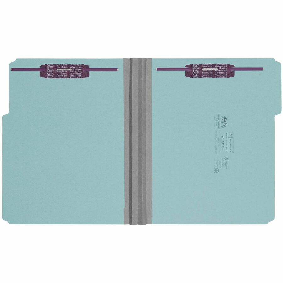 Colored Pressboard Fastener Folders with SafeSHIELD Coated Fasteners, 2" Expansion, 2 Fasteners, Letter Size, Blue, 25/Box