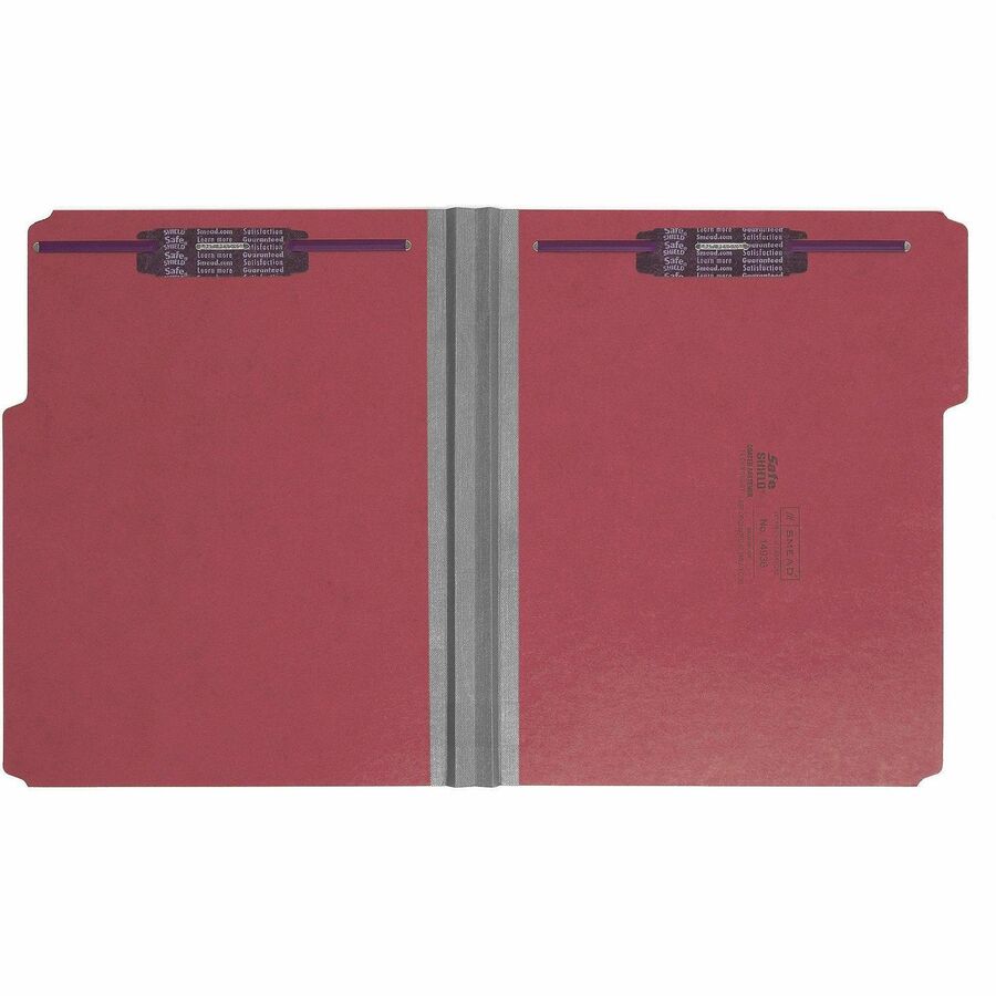Colored Pressboard Fastener Folders with SafeSHIELD Fasteners, 2" Expansion, 2 Fasteners, Letter Size, Bright Red, 25/Box