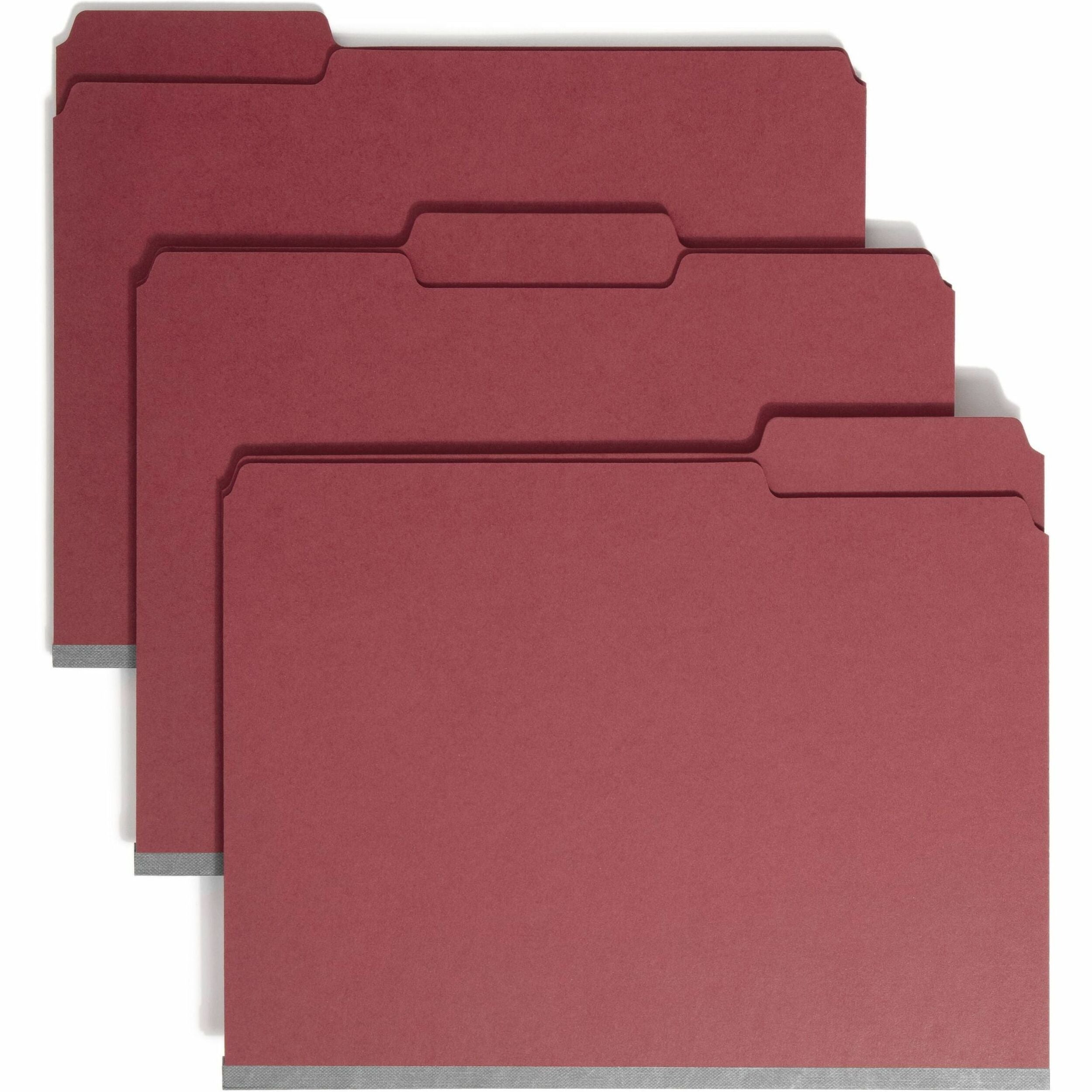 Colored Pressboard Fastener Folders with SafeSHIELD Fasteners, 2" Expansion, 2 Fasteners, Letter Size, Bright Red, 25/Box