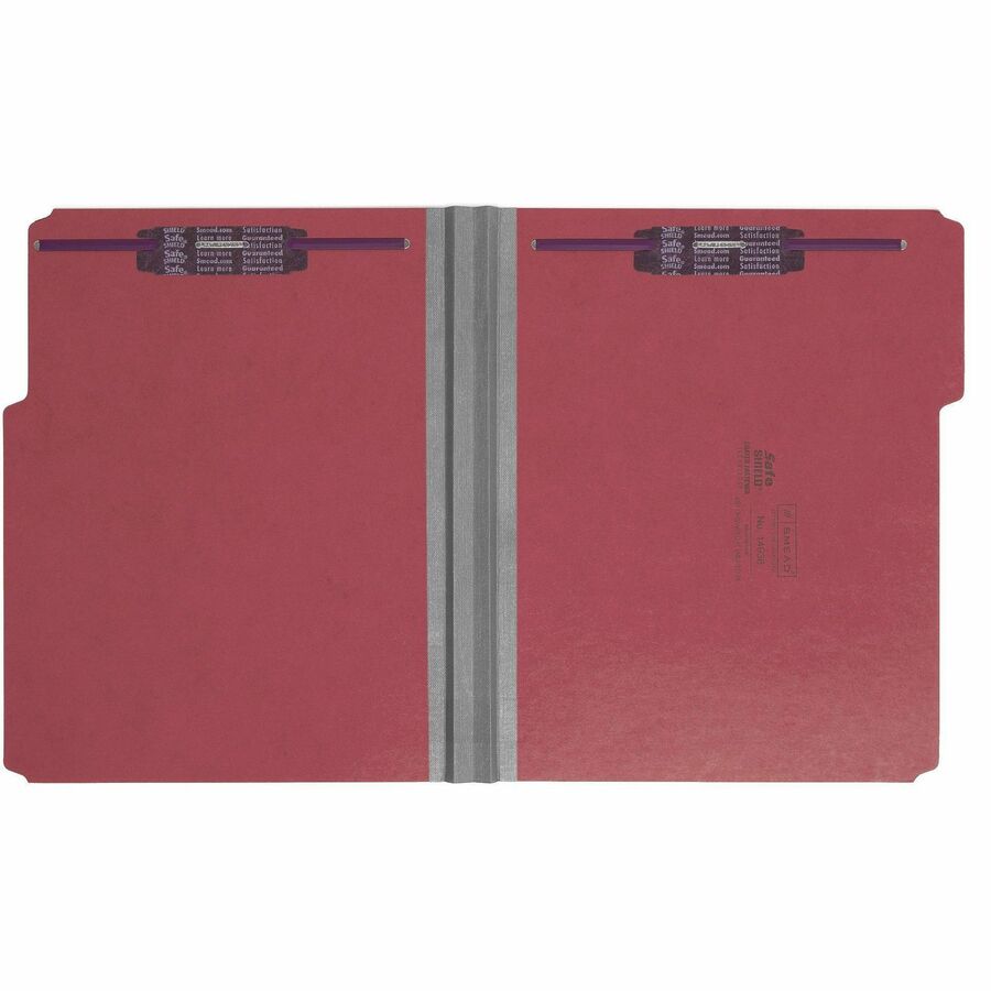 Colored Pressboard Fastener Folders with SafeSHIELD Fasteners, 2" Expansion, 2 Fasteners, Letter Size, Bright Red, 25/Box