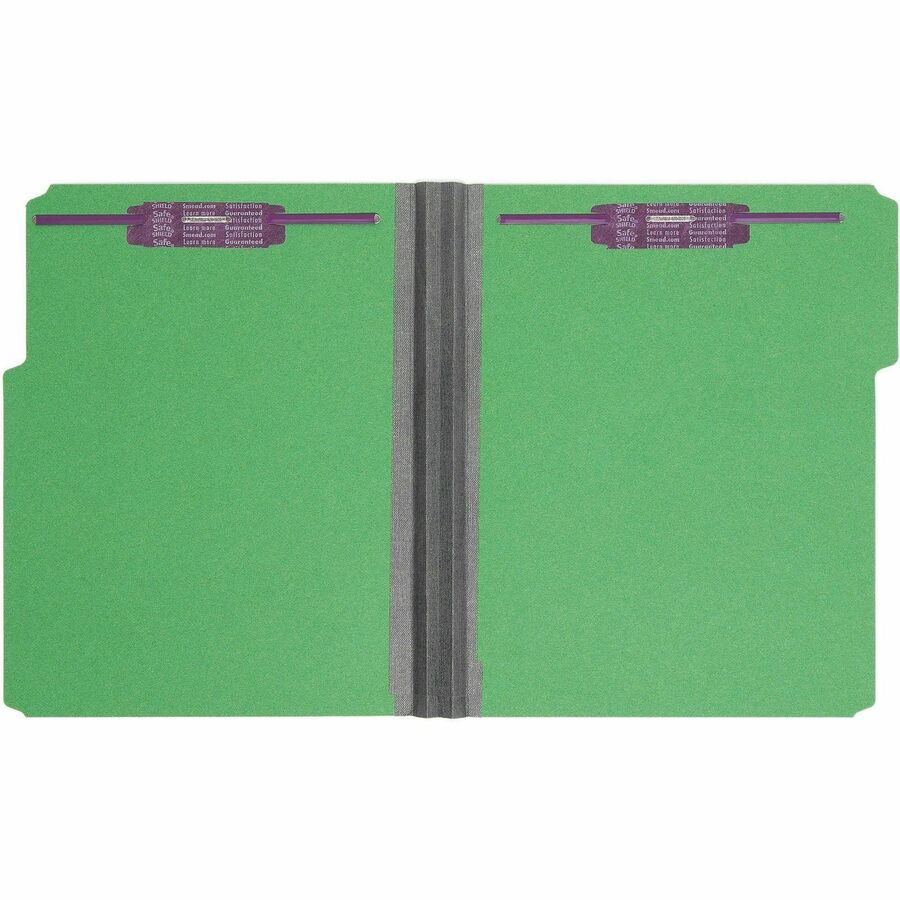 Colored Pressboard Fastener Folders with SafeSHIELD Coated Fasteners, 2" Expansion, 2 Fasteners, Letter Size, Green, 25/Box