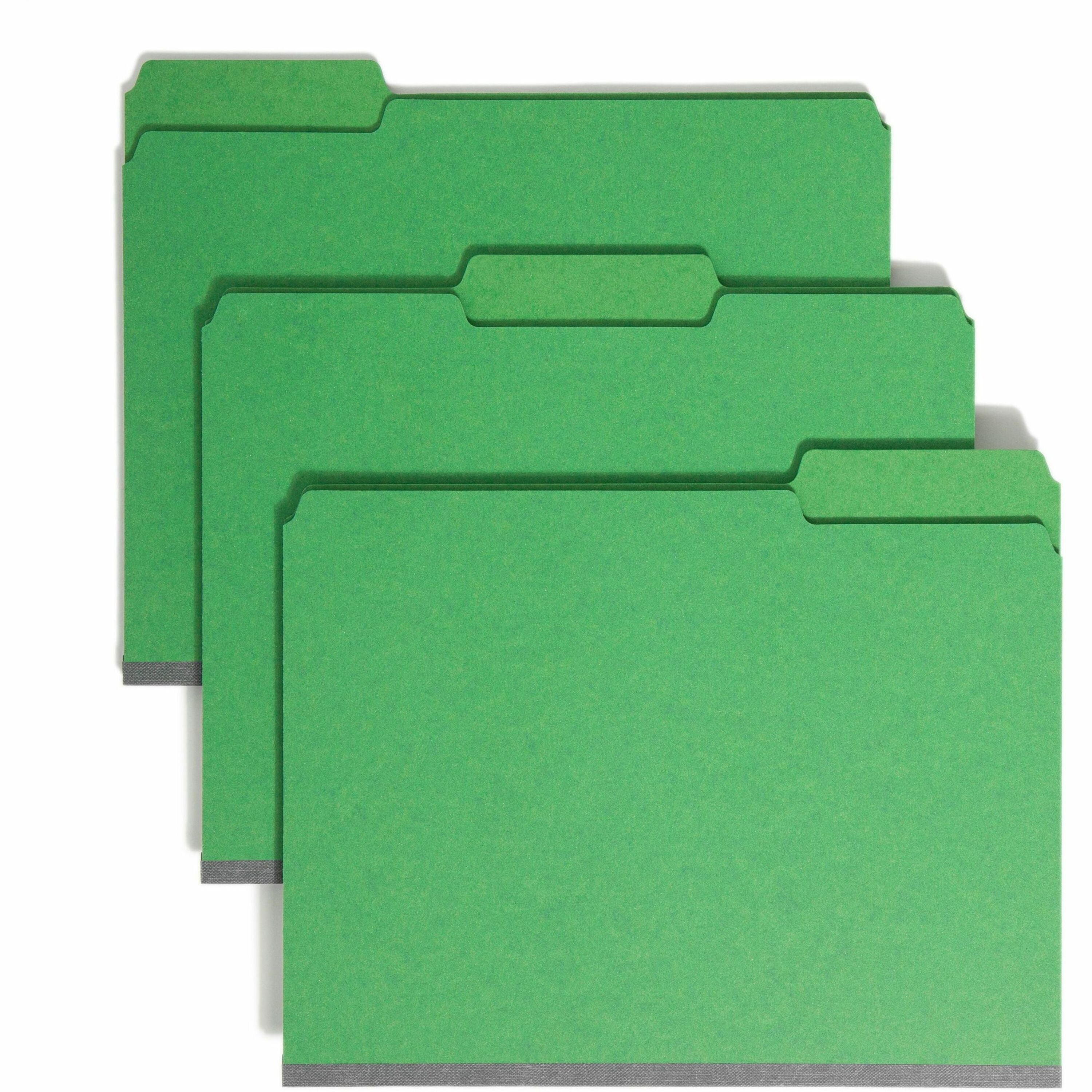 Colored Pressboard Fastener Folders with SafeSHIELD Coated Fasteners, 2" Expansion, 2 Fasteners, Letter Size, Green, 25/Box