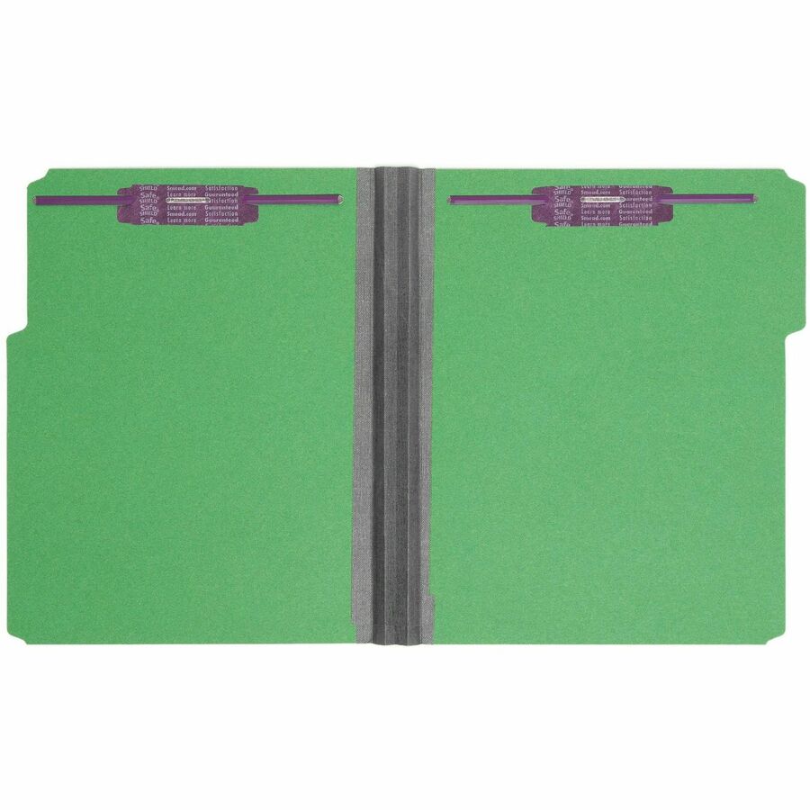 Colored Pressboard Fastener Folders with SafeSHIELD Coated Fasteners, 2" Expansion, 2 Fasteners, Letter Size, Green, 25/Box