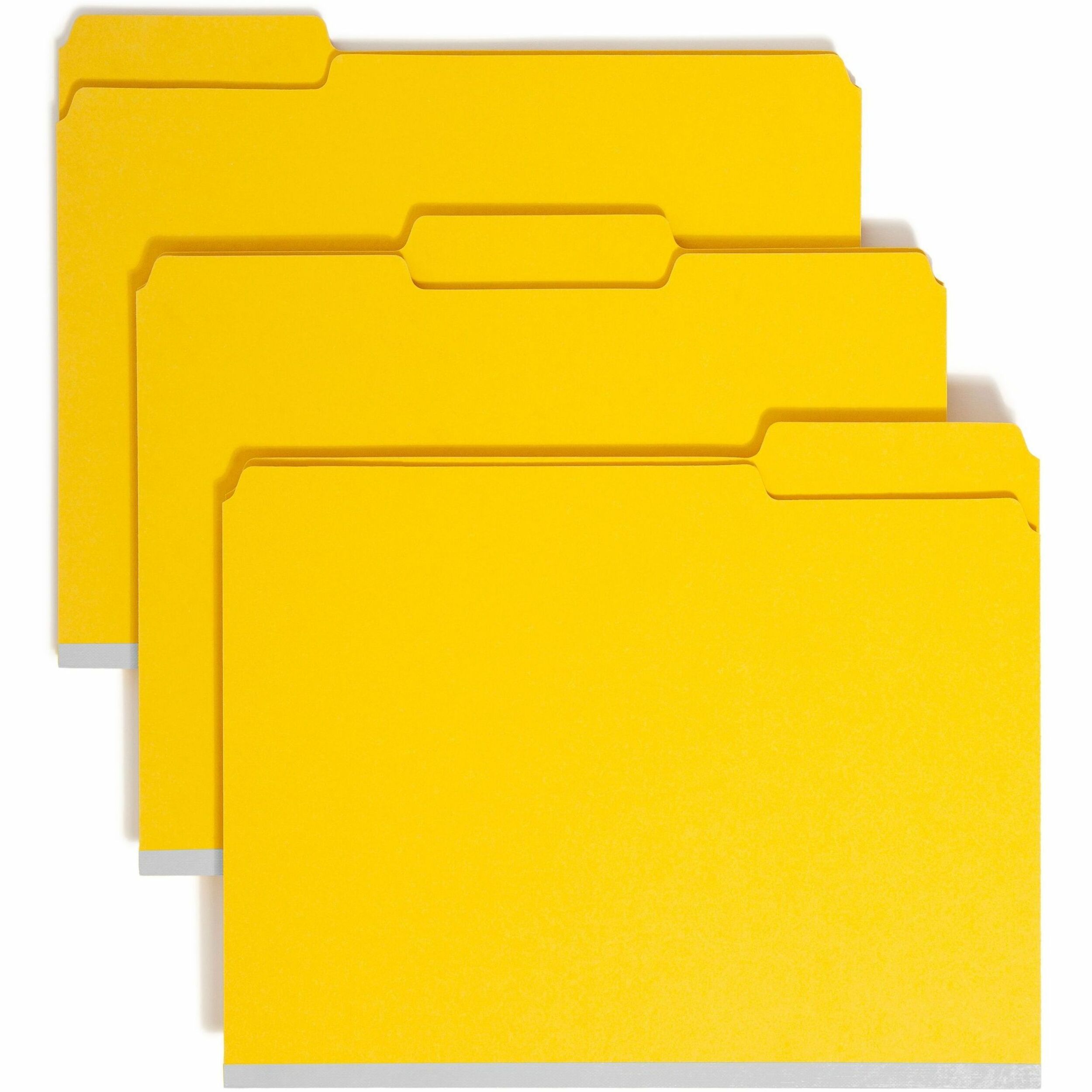 Colored Pressboard Fastener Folders with SafeSHIELD Coated Fasteners, 2" Expansion, 2 Fasteners, Letter Size, Yellow, 25/Box