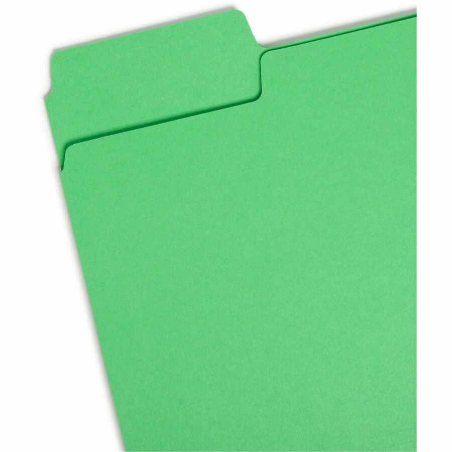 SuperTab Colored File Folders, 1/3-Cut Tabs: Assorted, Letter Size, 0.75" Expansion, 11-pt Stock, Green, 100/Box