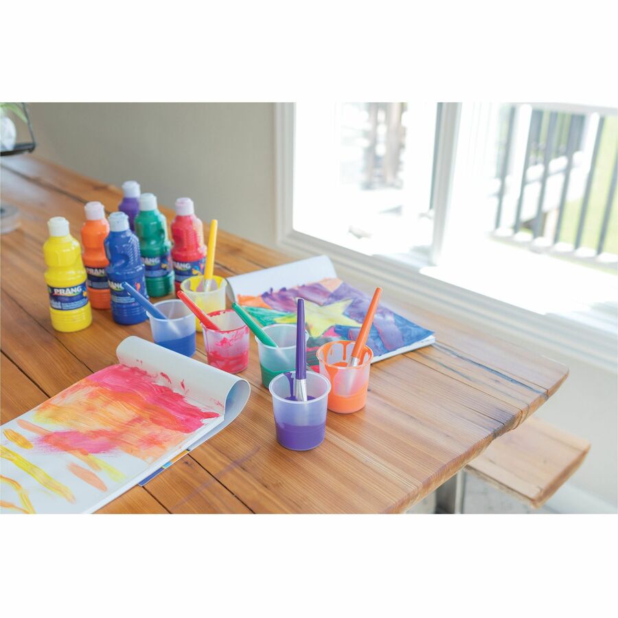 No-Spill Cups and Coordinating Brushes, Assorted Color Lids/Clear Cups, 10/Set