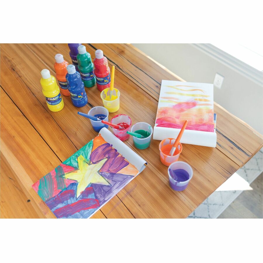 No-Spill Cups and Coordinating Brushes, Assorted Color Lids/Clear Cups, 10/Set
