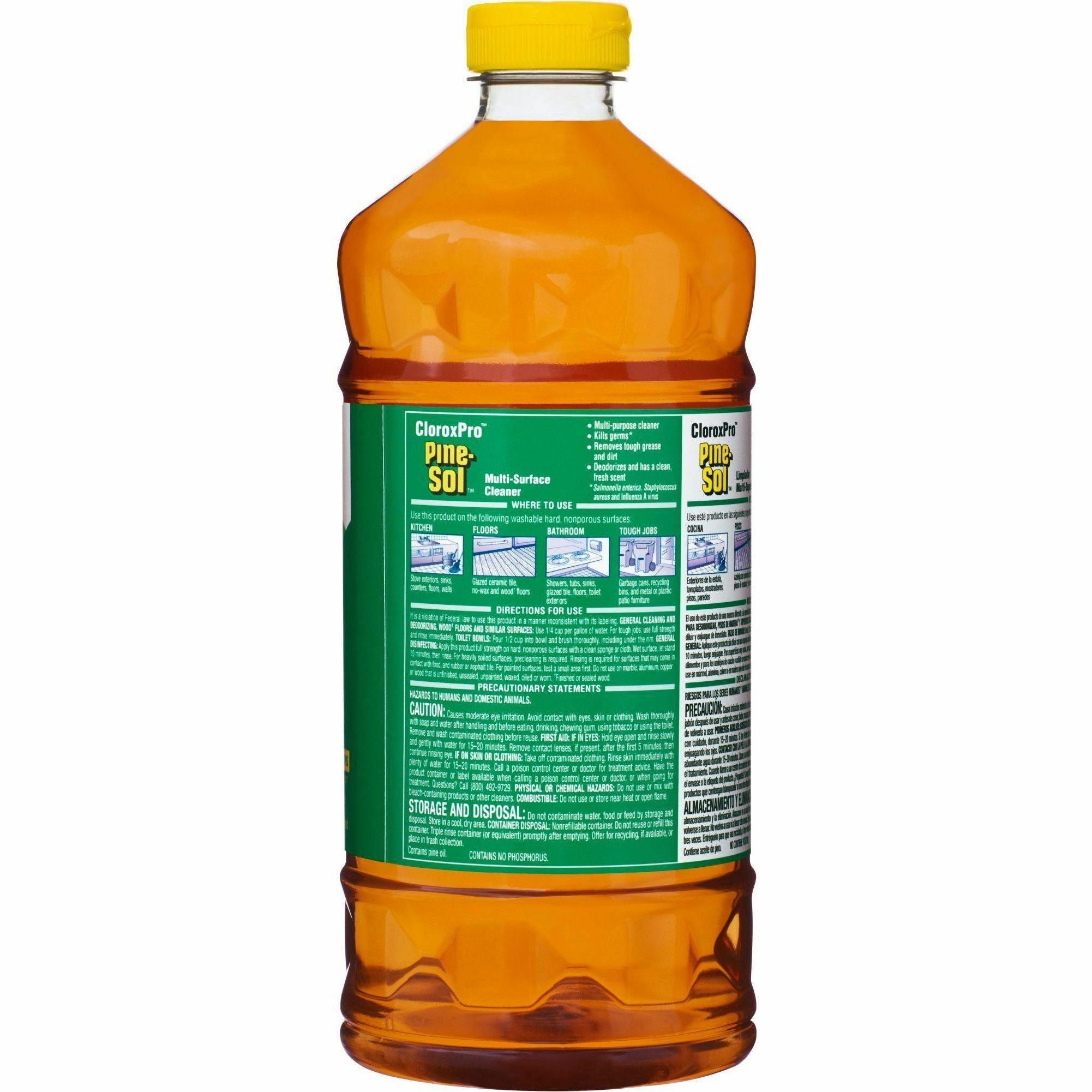 CloroxPro Pine-Sol Multi-Surface Cleaner - For Multipurpose - Concentrate - 60 fl oz (1.9 quart) - Pine Scent - 6 / Carton - Deodorize, Odorless, Anti-bacterial, Residue-free - Amber - 