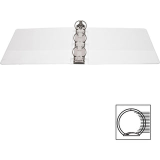 Business Source Round Ring Standard View Binders - 2" Binder Capacity - Letter - 8 1/2" x 11" Sheet Size - 475 Sheet Capacity - 3 x Ring Fastener(s) - 2 Internal Pocket(s) - White - 1 lb - Concealed Rivet, Non Locking Mechanism, Clear Overlay, Sheet