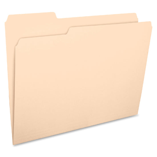 Business Source 1/3 Tab Cut Letter Recycled Top Tab File Folder - 8 1/2" x 11" - 3/4" Expansion - Top Tab Location - Assorted Position Tab Position - Manila - 10% Recycled - 100 / Box - 