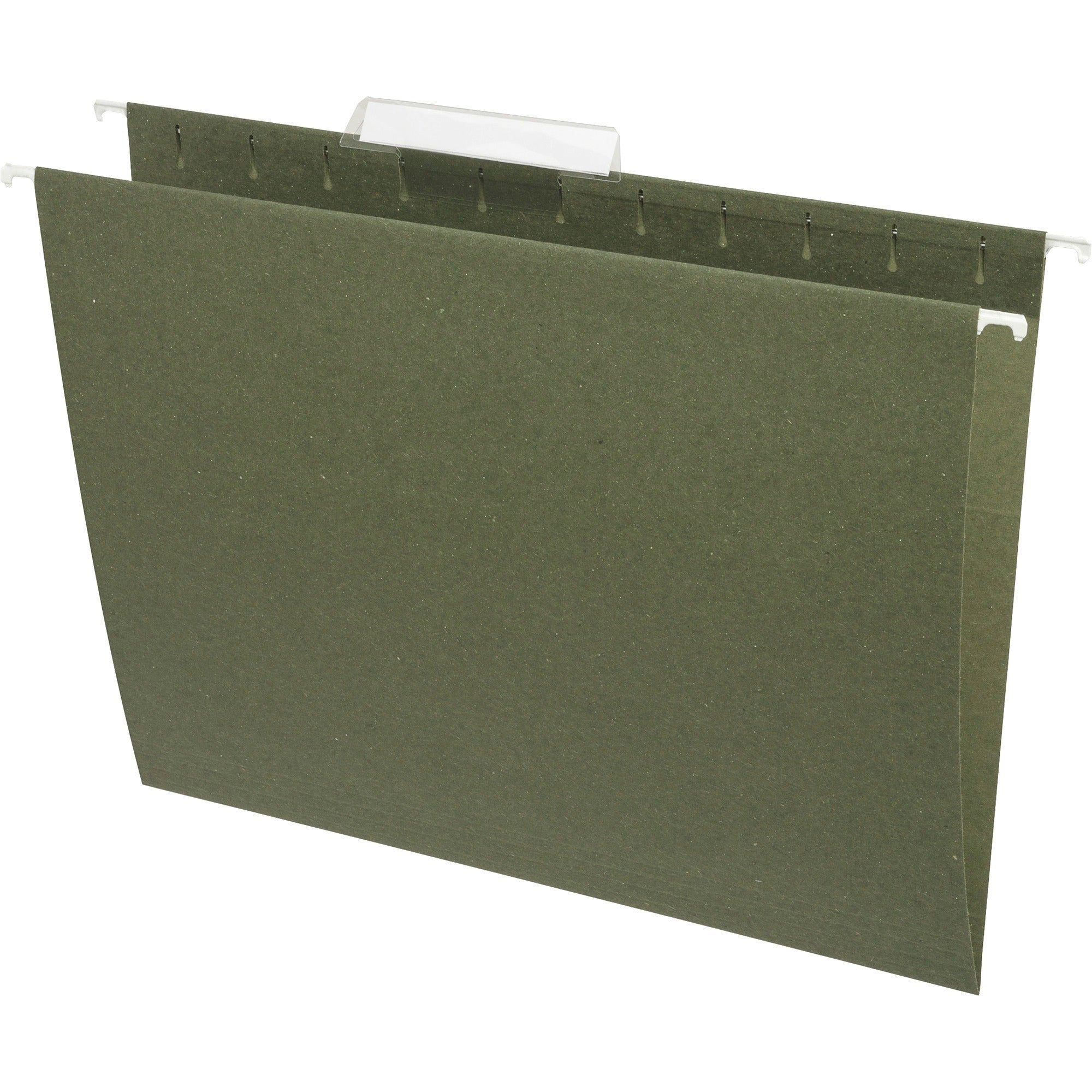 Business Source 1/3 Tab Cut Letter Recycled Hanging Folder - 8 1/2" x 11" - Standard Green - 100% Recycled - 25 / Box - 