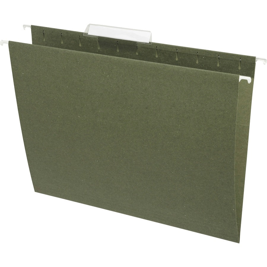 Business Source 1/3 Tab Cut Letter Recycled Hanging Folder - 8 1/2" x 11" - Standard Green - 100% Recycled - 25 / Box