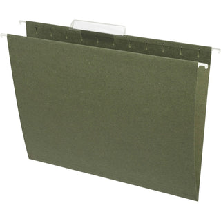 Business Source 1/3 Tab Cut Letter Recycled Hanging Folder - 8 1/2" x 11" - Standard Green - 100% Recycled - 25 / Box
