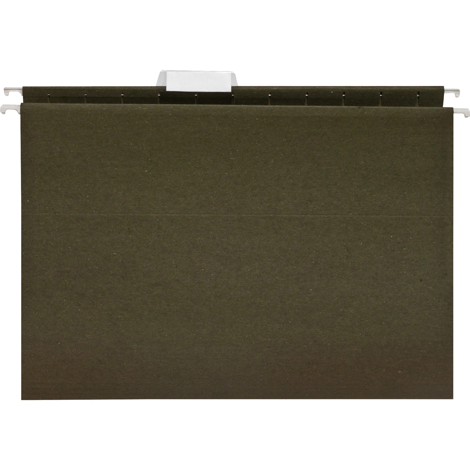 Business Source 1/5 Tab Cut Letter Recycled Hanging Folder - 8 1/2" x 11" - Green - 100% Recycled - 25 / Box - 
