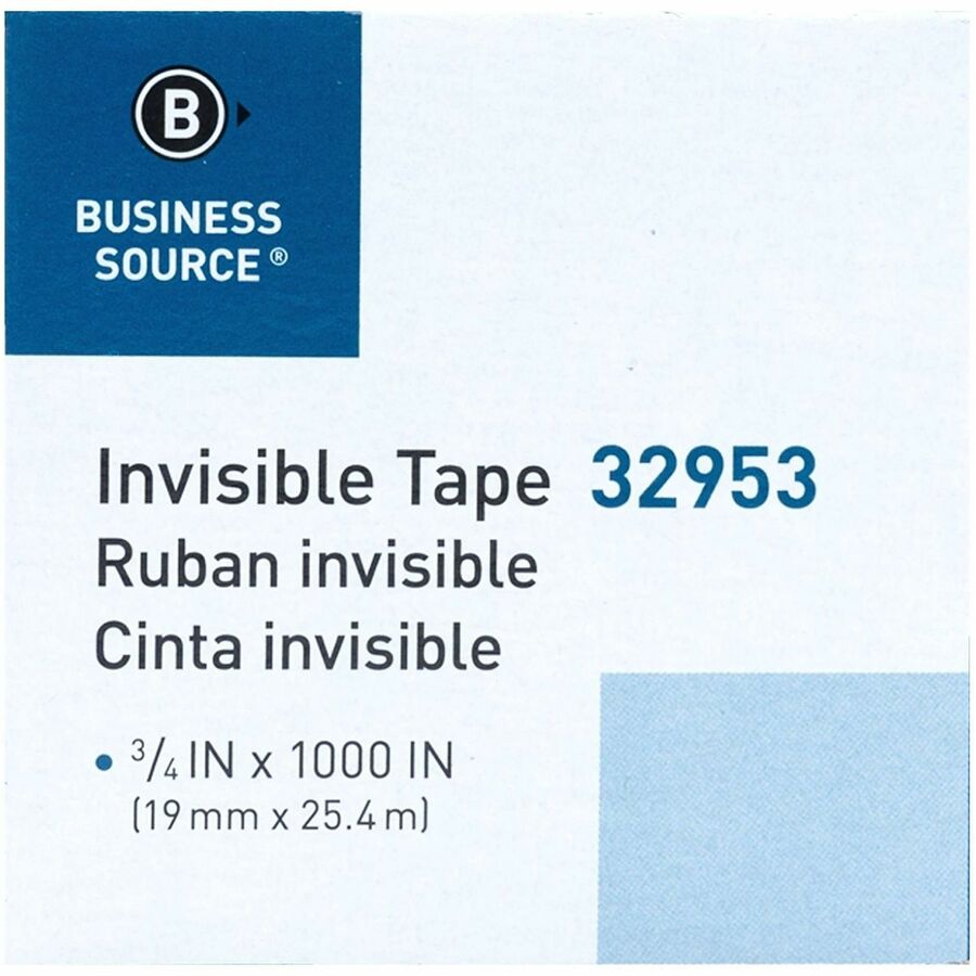 Business Source Premium Invisible Tape Value Pack - 27.78 yd Length x 0.75" Width - 1" Core - For Multipurpose, Splicing, Mending, Holding - 12 / Pack - Clear