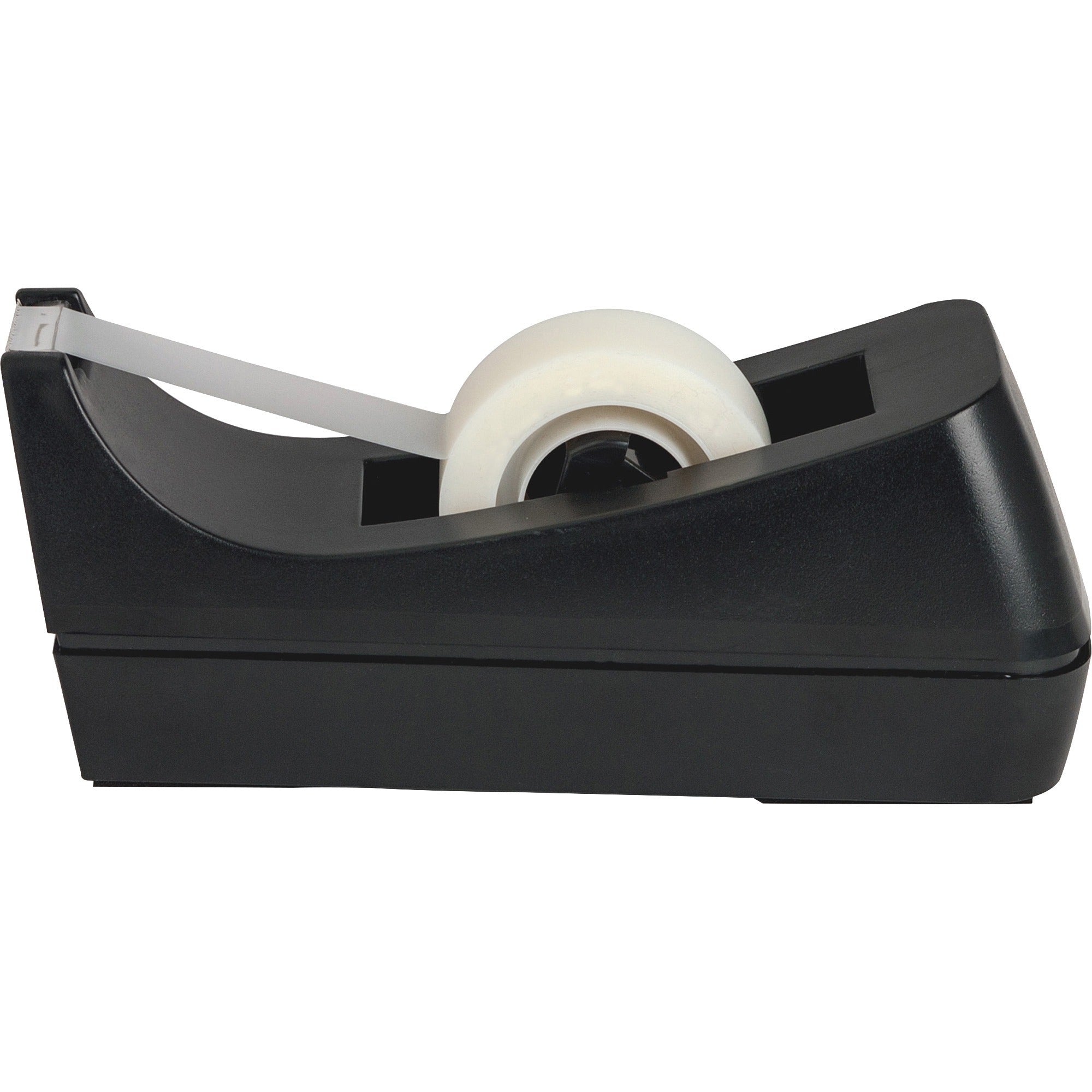 Business Source Standard Desktop Tape Dispenser - 1" Core - Non-skid Base - Plastic - Black - 1 Each - 