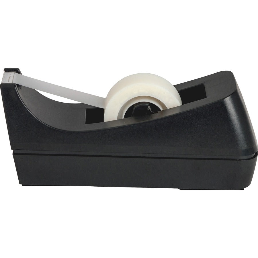 Business Source Standard Desktop Tape Dispenser - 1" Core - Non-skid Base - Plastic - Black - 1 Each