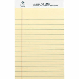 Business Source Writing Pads - 50 Sheets - 0.28" Ruled - 16 lb Basis Weight - Jr.Legal - 8" x 5" - Canary Paper - Micro Perforated, Easy Tear, Sturdy Back - 1 Dozen