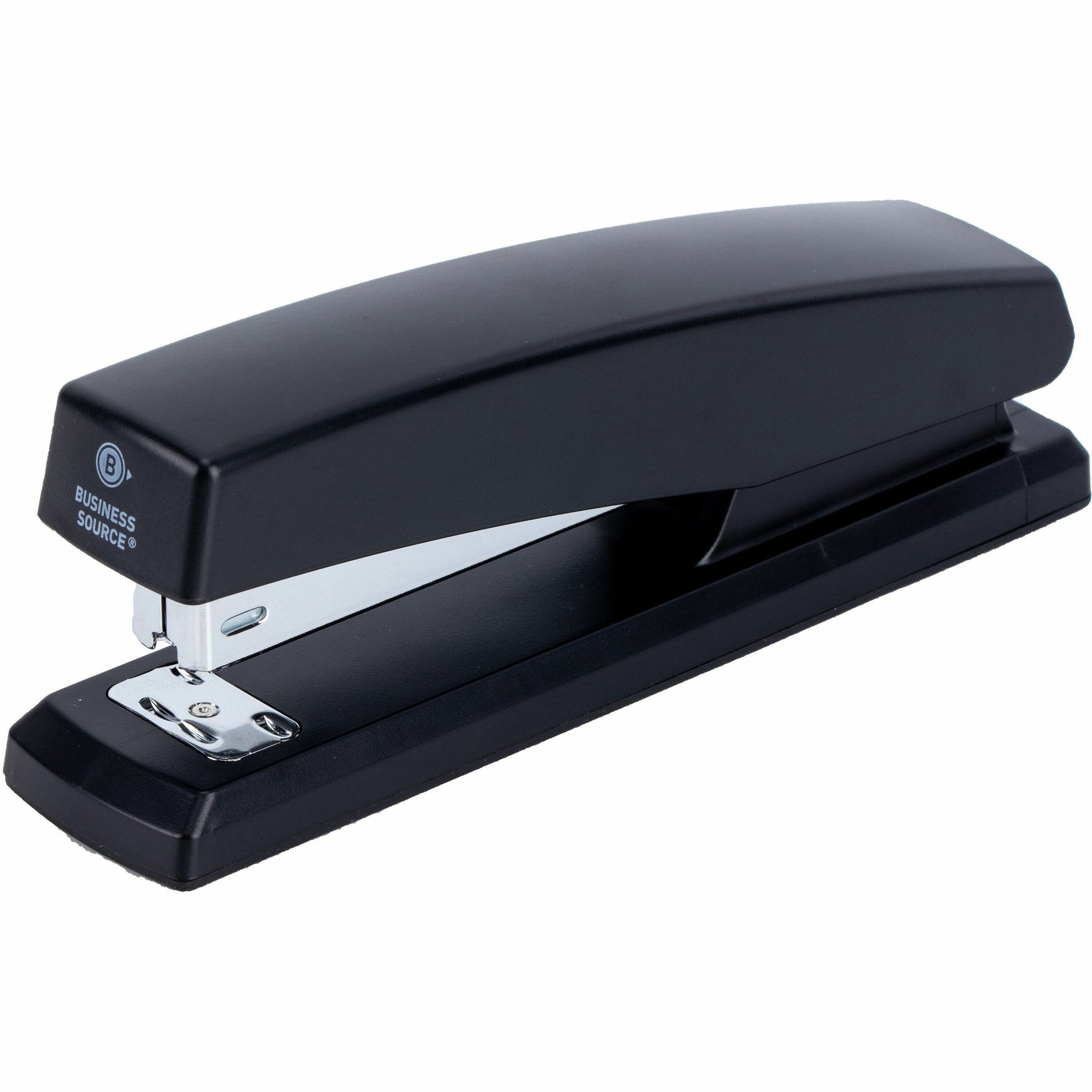 Business Source Full-Strip Desktop Stapler - 20 Sheets Capacity - 210 Staple Capacity - Full Strip - 1 Each - Black