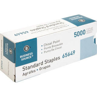 Business Source Standard Staples - 210 Per Strip - 1/4" Leg - 1/2" Crown - Holds 30 Sheet(s) - Chisel Point - Silver5000 / Box