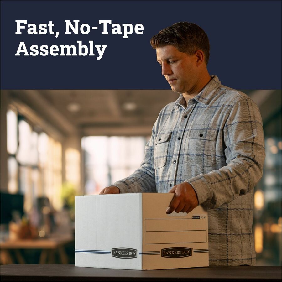 EASYLIFT Basic-Duty Strength Storage Boxes, Letter Files, 12.75" x 13.25" x 10.5", White/Blue, 12/Carton
