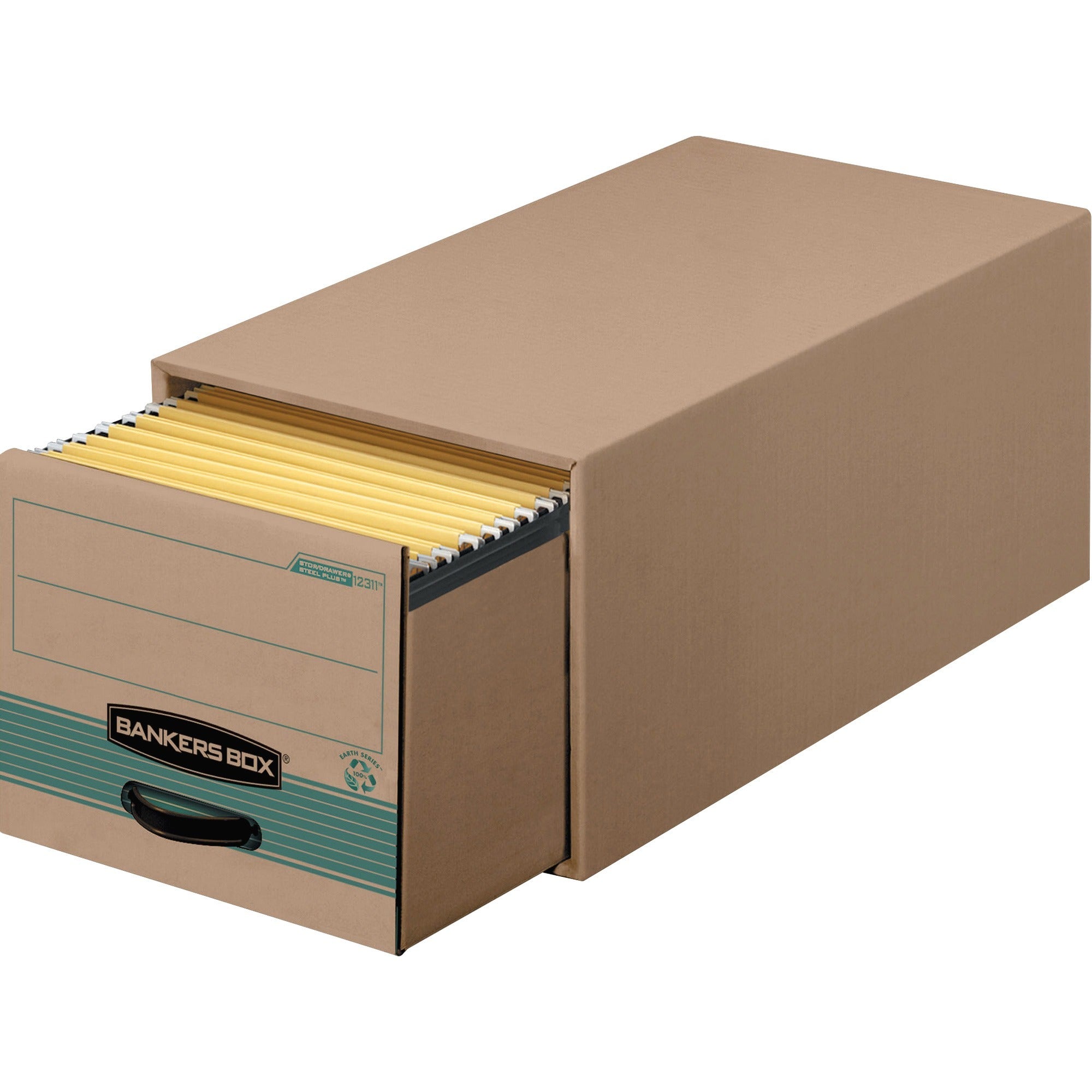 STOR/DRAWER STEEL PLUS Extra Space-Savings Storage Drawers, Legal Files, 16.75" x 25.5" x 11.5", Kraft/Green, 6/Carton