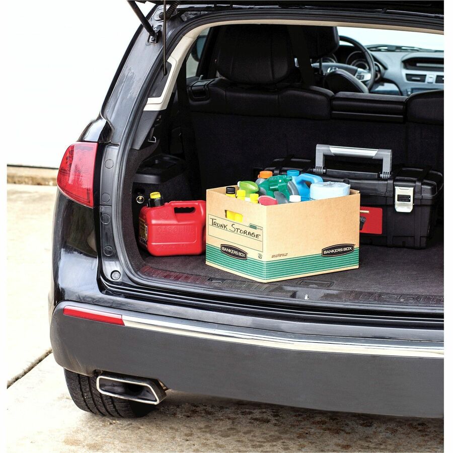STOR/FILE Medium-Duty 100% Recycled Storage Boxes, Letter Files, 12.88" x 25.38" x 10.25", Kraft/Green, 12/Carton