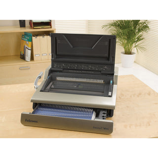 Fellowes Galaxy-E Electric Wire Binding Machine w/ Starter Kit - A4, A5 - 6.5" x 17.8" x 19.7" - Gray - 