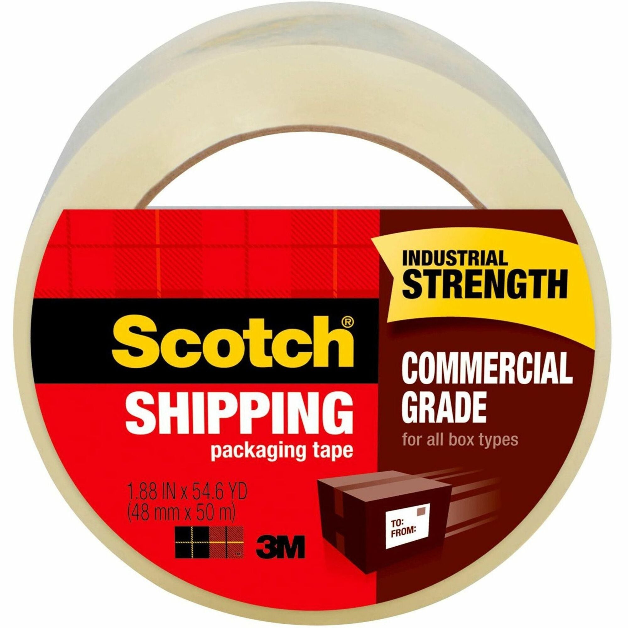3750 Commercial Grade Packaging Tape with Dispenser, 3" Core, 1.88" x 54.6 yds, Clear, 48/Pack