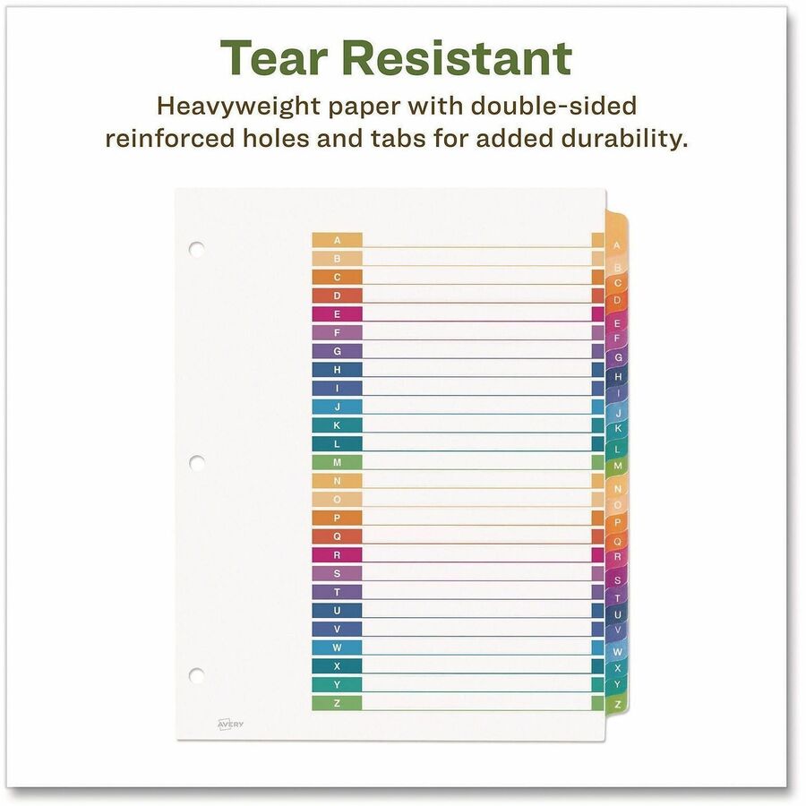 Customizable Table of Contents Ready Index Dividers with Multicolor Tabs, 26-Tab, A to Z, 11 x 8.5, White, 1 Set
