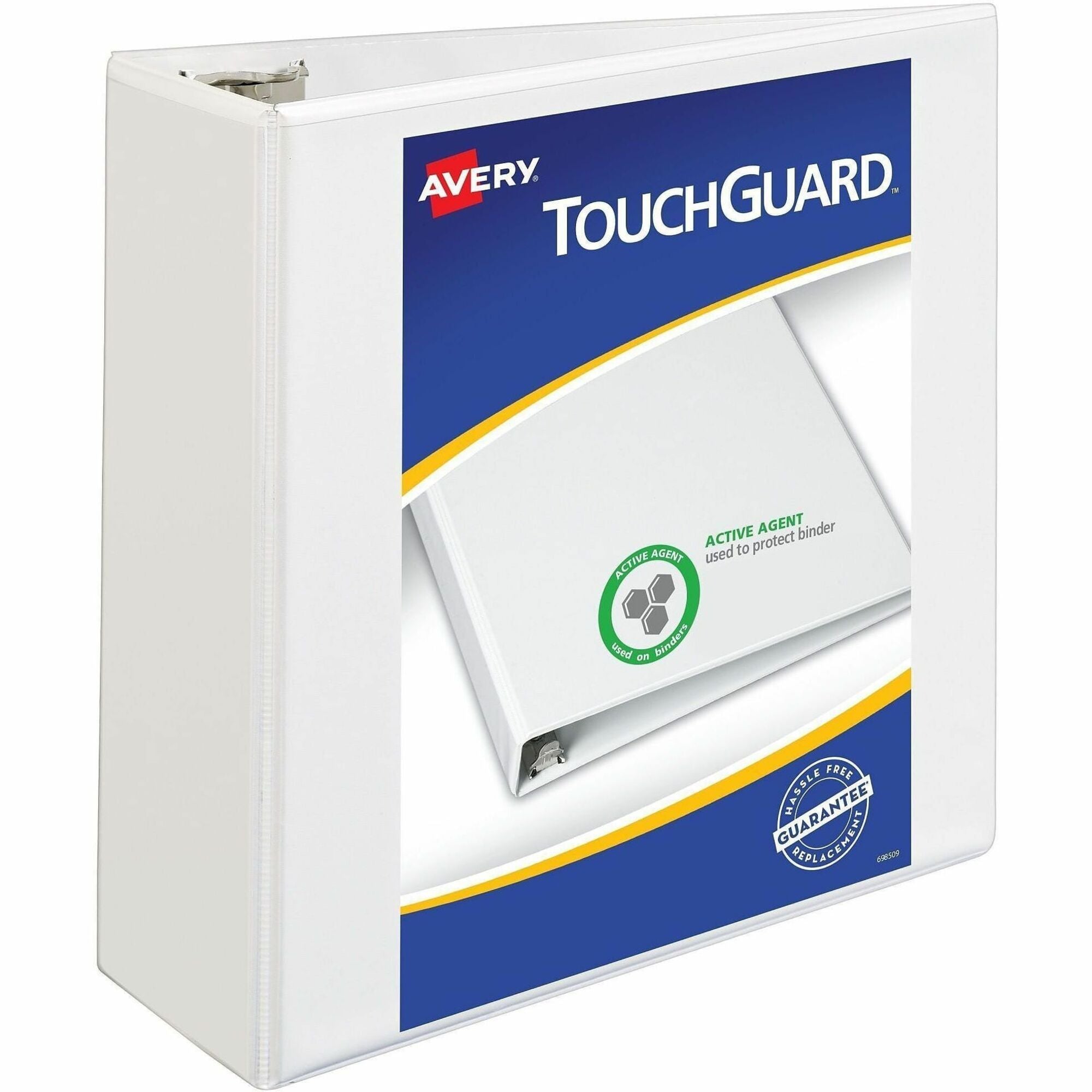 TouchGuard Protection Heavy-Duty View Binders with Slant Rings, 3 Rings, 4" Capacity, 11 x 8.5, White