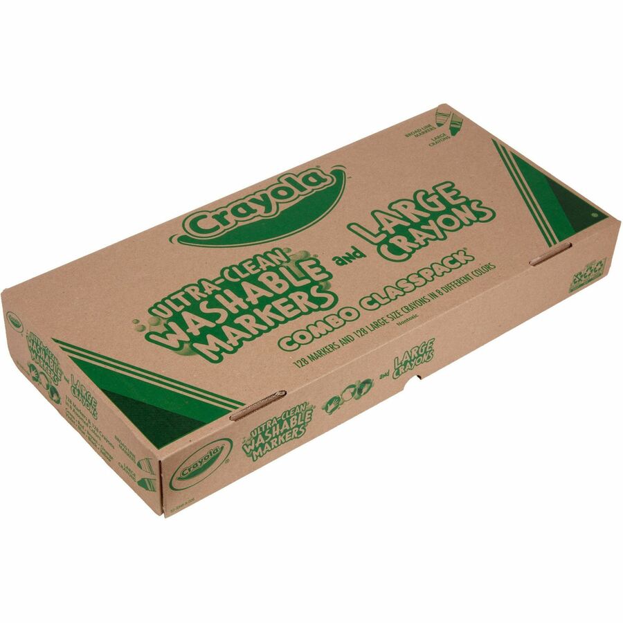 Crayon and Ultra-Clean Washable Marker Classpack, 8 Colors, 128 Each Crayons/Markers, 256/Box