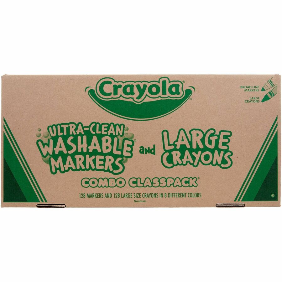 Crayon and Ultra-Clean Washable Marker Classpack, 8 Colors, 128 Each Crayons/Markers, 256/Box