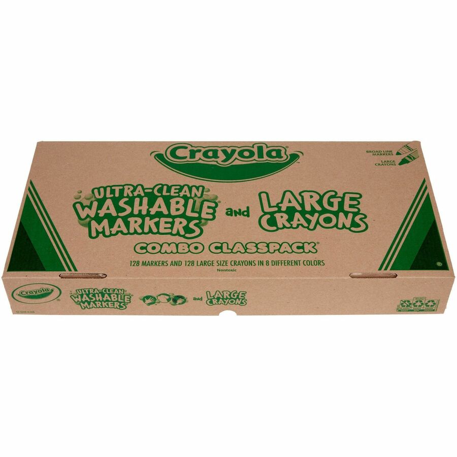 Crayon and Ultra-Clean Washable Marker Classpack, 8 Colors, 128 Each Crayons/Markers, 256/Box