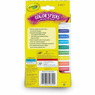 Crayola 12 Color Sticks Woodless Colored Pencils - Red, Red Orange, Orange, Yellow, Yellow Green, Green, Sky Blue, Blue, Violet, Brown, Black, ... Lead - 12 / Set