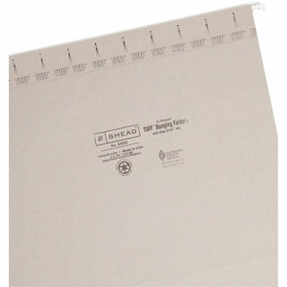 TUFF Hanging Folders with Easy Slide Tab, Letter Size, 1/3-Cut Tabs, Steel Gray, 18/Box