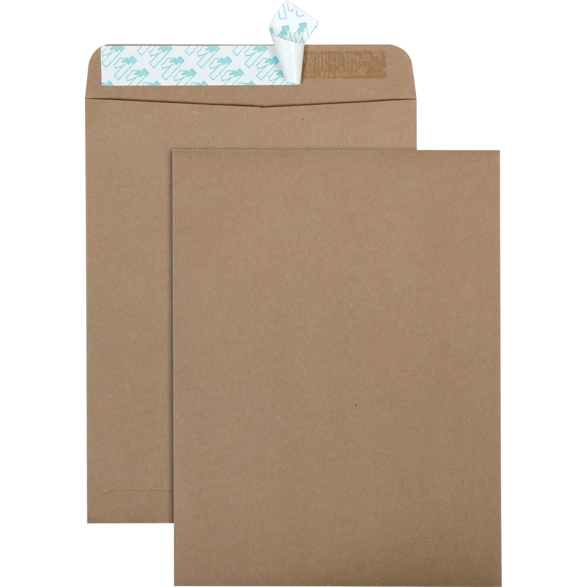 Recycled Brown Kraft Redi-Strip Envelope, #10 1/2, Cheese Blade Flap, Redi-Strip Closure, 9 x 12, Brown Kraft, 100/Box