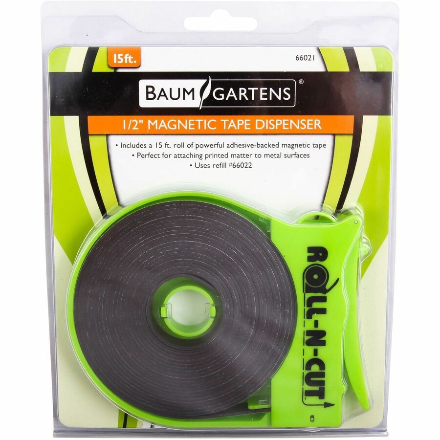 Zeus Magnetic Tape with Self-Cutting Dispenser - 15 ft Length x 0.50" Width - Dispenser Included - For Calendar, Mount Picture/Poster - 1 / Roll - Black
