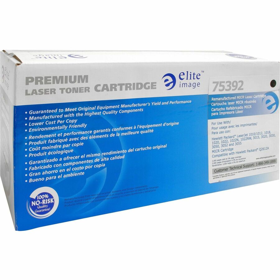 Elite Image Remanufactured MICR Laser Toner Cartridge - Alternative for HP 12A (Q2612A) - Black - 1 Each - 2000 Pages - 