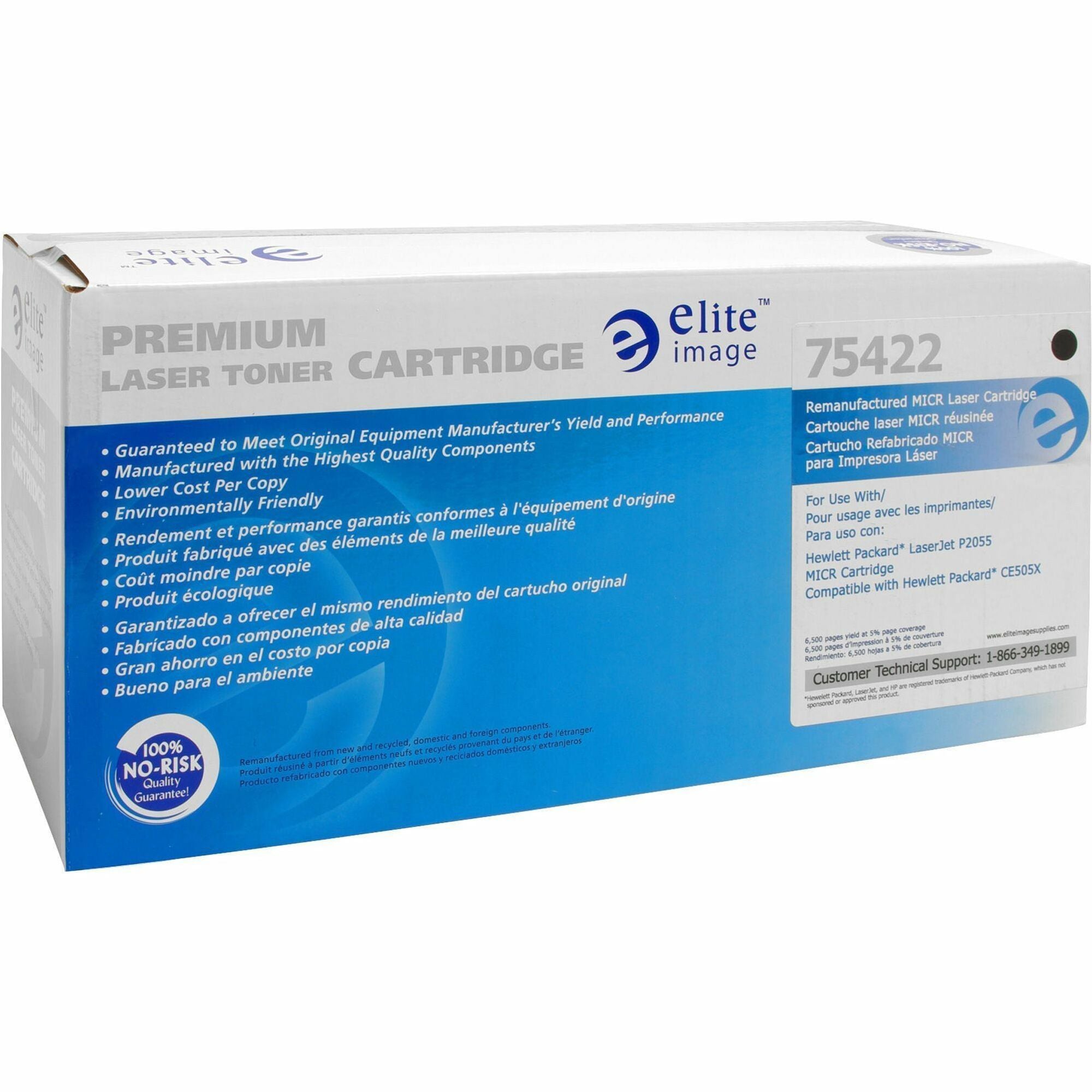Elite Image Remanufactured MICR High Yield Laser Toner Cartridge - Alternative for HP 05X (CE505X) - Black - 1 Each - 6500 Pages - 