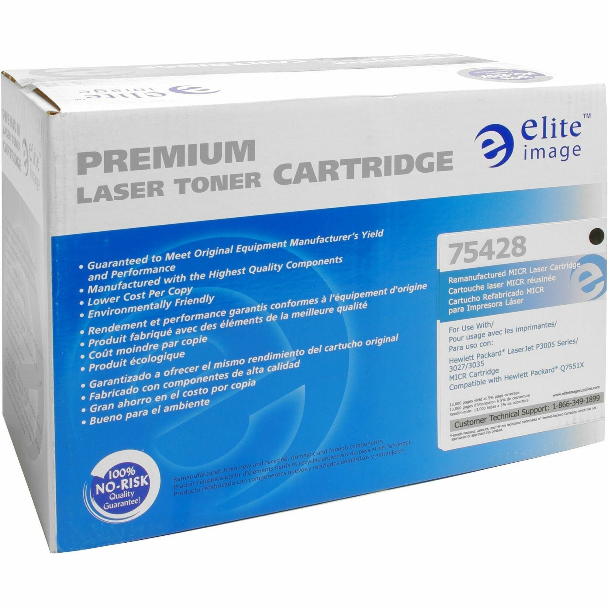 Elite Image Remanufactured MICR Toner Cartridge - Alternative for HP 51A (Q7551A) - Laser - 6500 Pages - Black - 1 Each - 