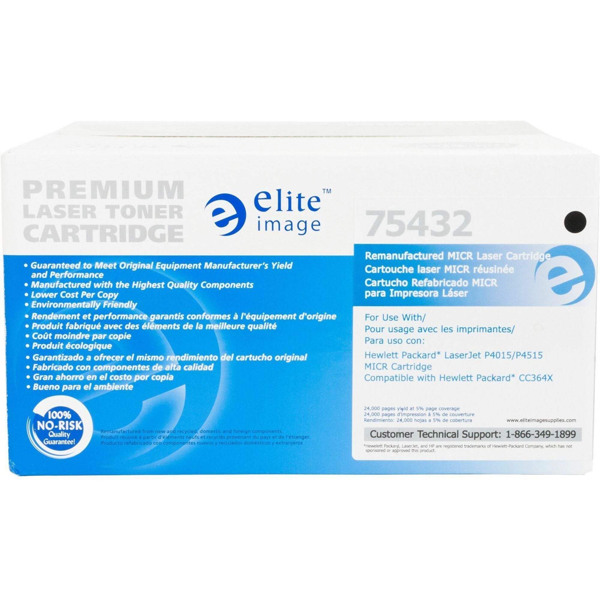 Elite Image Remanufactured MICR High Yield Laser Toner Cartridge - Alternative for HP 64X (CC364X) - Black - 1 Each - 24000 Pages - 