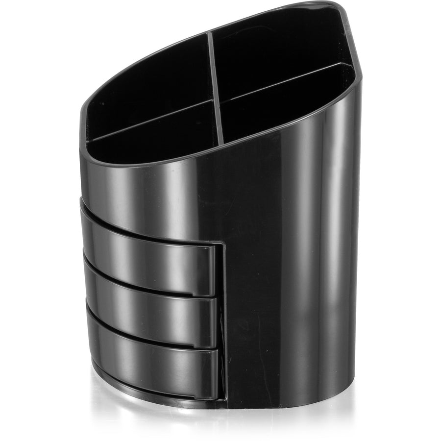Double Supply Organizer, 11-Compartments, 6 Drawers, Plastic, 6.5 x 4.75 x 5.75, Black