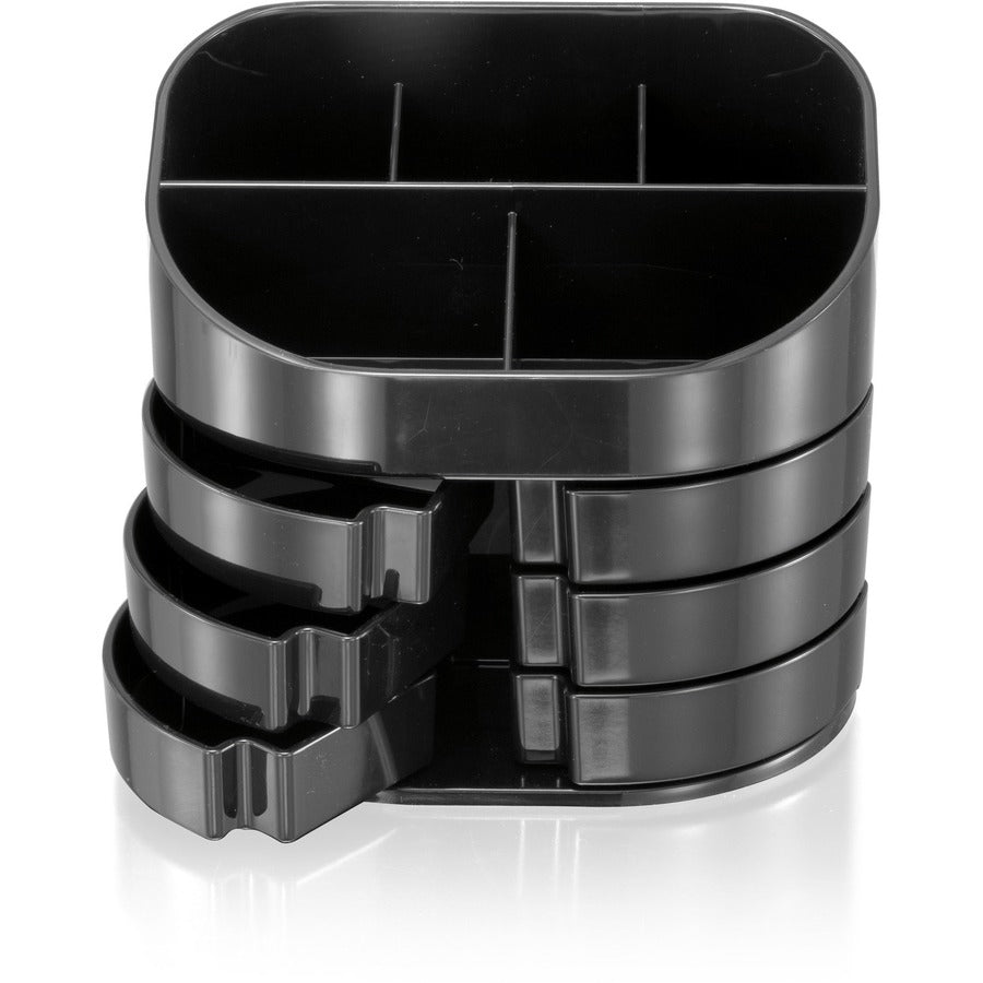 Double Supply Organizer, 11-Compartments, 6 Drawers, Plastic, 6.5 x 4.75 x 5.75, Black